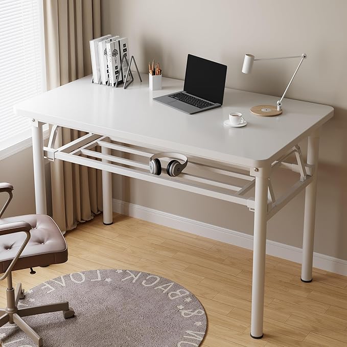 Small Folding Desk No Assembly,39.4 Inch Folding Computer Desk Small Foldable Table for Home Office.