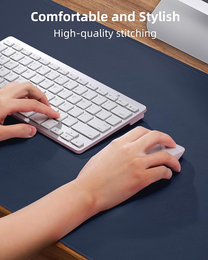 AFIING Large Desk Mat 55" x 24" - PU Leather Desk Pad Protector, Waterproof Non-Slip Extended Mouse Pad for Office Desk, Keyboard, Laptop and Home Workspace (Midnight Blue)