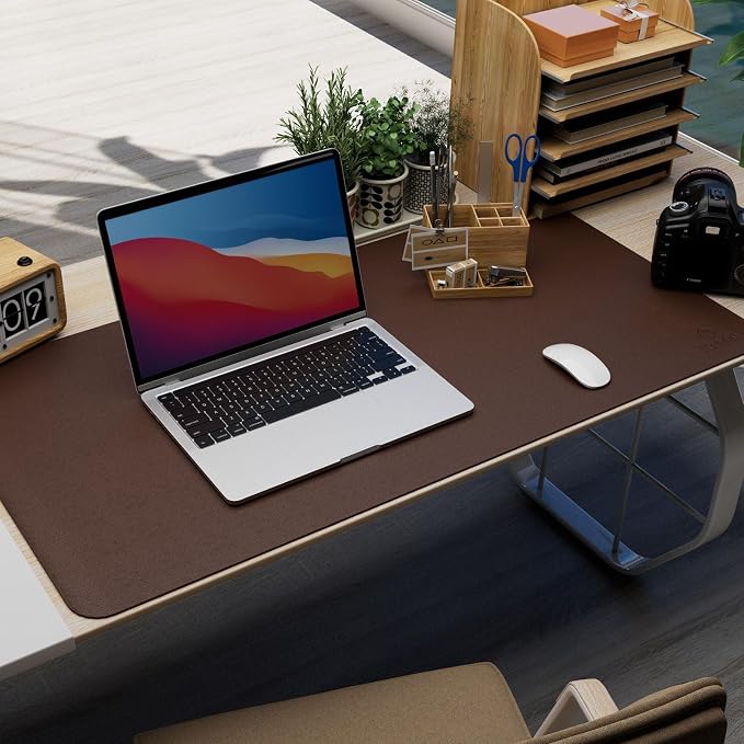 K KNODEL Desk Protector Mat and Pad for Office (Dark Brown, 15.7"x31.5") | Waterproof Desk Mat, Desk Pads and Blotters, Desktop Mat, Desk Protector and Cover, Office Computer, Laptop and Keyboard Mat
