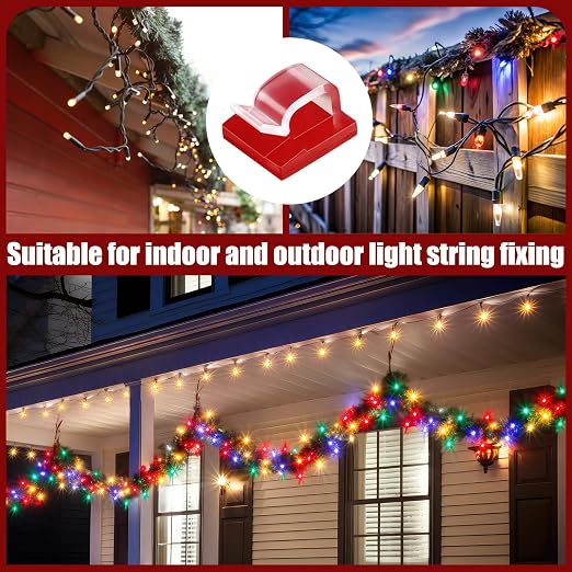 Blulu 100 Pcs Adhesive Cable Wire Clips, Outdoor Light Clips, Cord Management Wire Organizer Cord Holder for Holiday String Lights, Under Desk, Car, Wall, TV PC Ethernet Cable(Small,Clear)