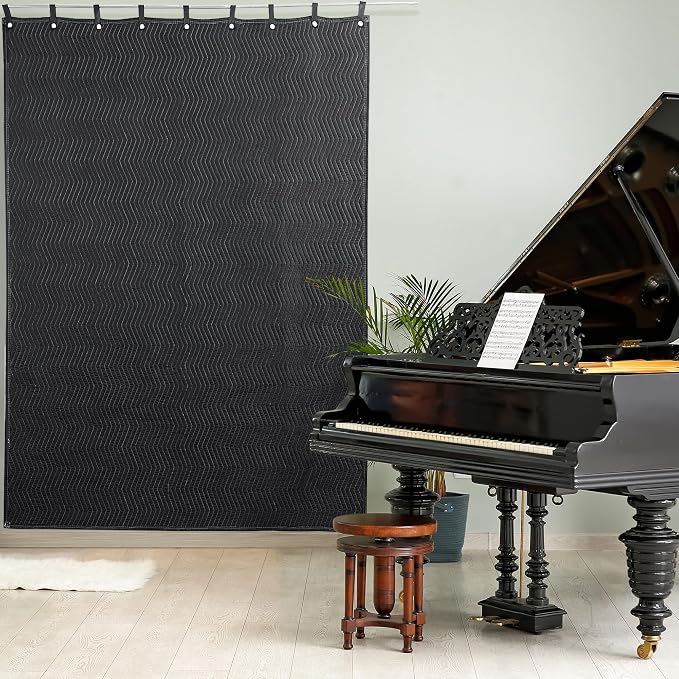 HOMBYS Large Sound Dampening Blanket, 96" x 80" Sound Absorbing Panel with Grommets for Wall Hanging, Noise Reduce Curtains for Recording Studio Use and Basements, 96" x 80", Black