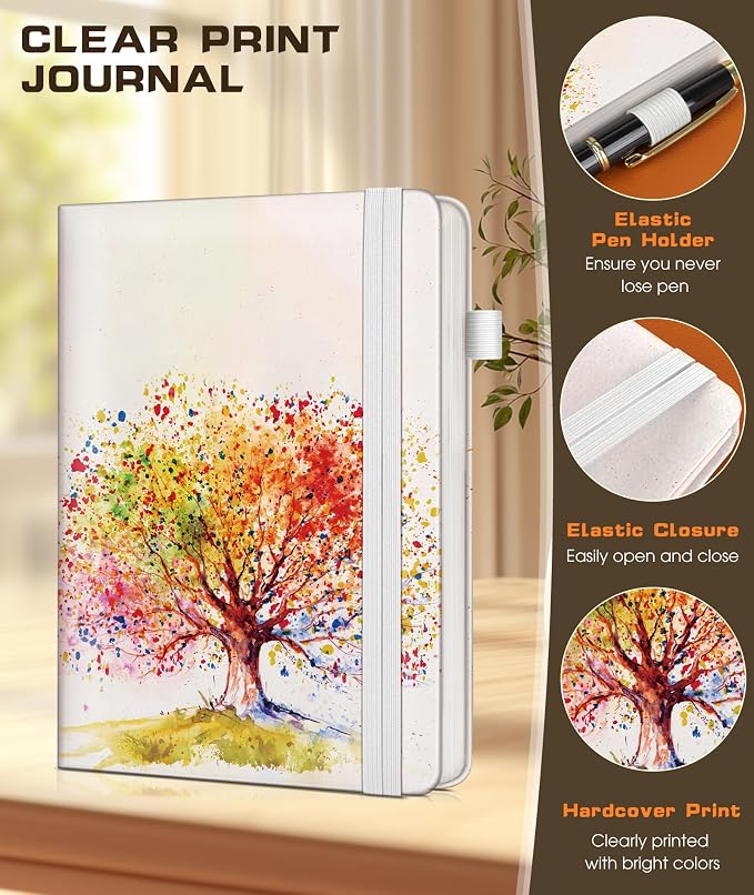 dilitego Lined Journal Notebook for Women Men, 256 Numbered Pages Hardcover Notebooks for Work, A5 Journaling Notebooks, College Ruled Journals for Writing Business School 5.75" x 8.38" Colorful Tree