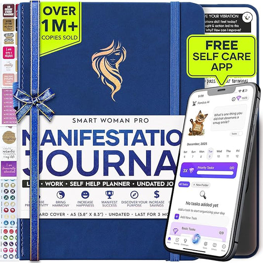 Manifestation Journal - 5 Minute Manifesting & Self Care Journal | 90-Day Undated Daily Planner for Positivity, Affirmations & Gratitude | Guided Mindfulness, Reflection | Vision Board + Stickers