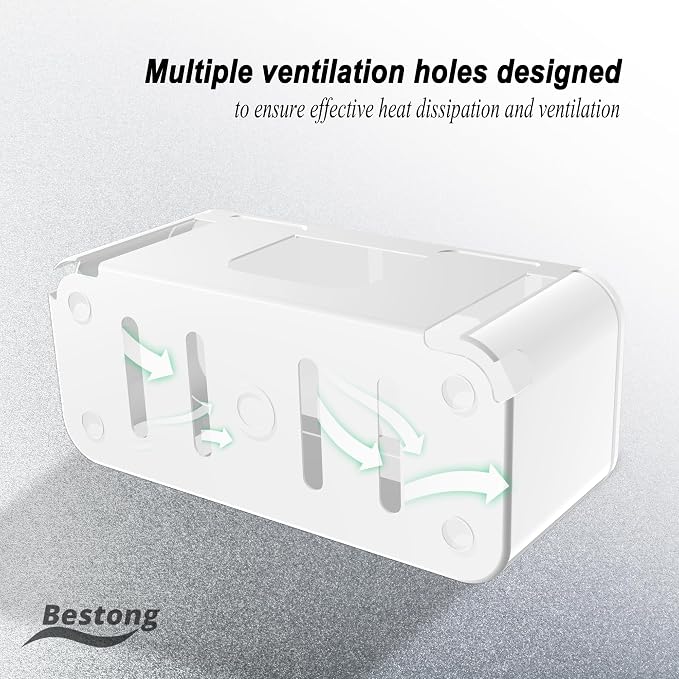 Power Strip Cover Box Cable Management Organizer 2 Pack White | Power strip cover box hides cords and surge protectors safely, keeping cables organized and protecting kids and pets