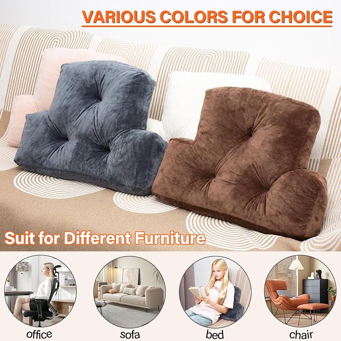 1 MIDDLE ONE Back Pillow for Chair, Memory Foam Lumbar Pillow for Back Support, Back Rest Cushion for Office, Sofa, Couch Sitting, Recliner, Bed and Lower Back Pain (Pink)
