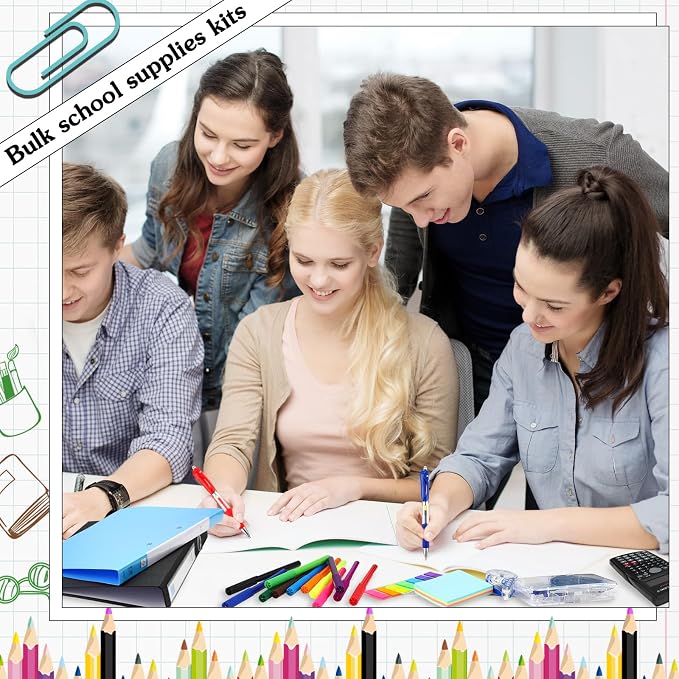 Gilprop 81 Pcs School Supply Kit with Backpack Back to School Supplies Bundle Bulk School Essentials for Elementary Middle High School Students Includes Folders Notebooks Pencils and More(Red)