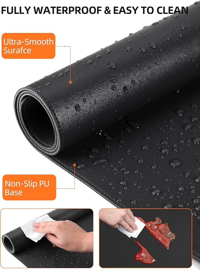 TopMade Mouse Pad with 15W Wireless Charging, XXL Large Leather Desk Mat, Waterproof Gaming Mousepad Home Office Desk Pad Protector, Computer Keyboard Pad, Mouse Mat for MacBook, PC, Laptop, Black