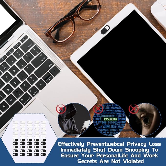 50 Pcs Webcam Cover Slide, 0.023 Inch Ultra-Thin Universal Laptop Camera Cover Slide Webcam Cover for Laptop, Computer(White+Black)