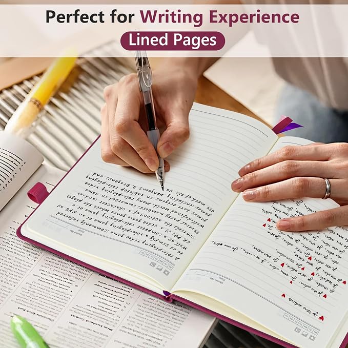 PERCUN Lined Journal Notebook for Men & Women, 160 Pages Leather Journals for Writing, A5 Hardcover Notebooks for Note Taking, Work, School, Business, Travel,Daily Diary 5.9" x 8.5"