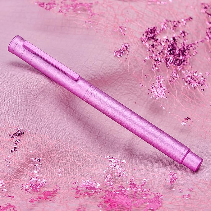 Hongdian 1851 Forest Fountain Pen Pink Ice Flowers, Medium Nib Classic Design with Converter and Metal Pen Case