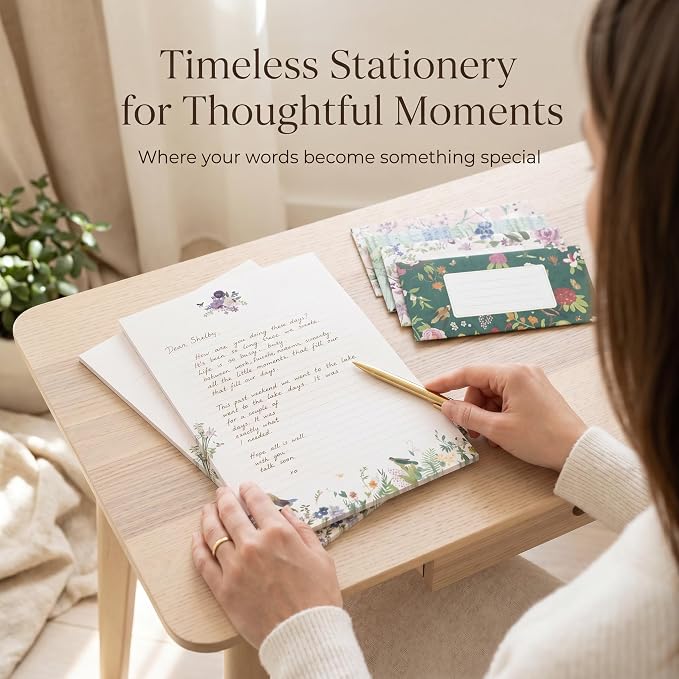 Beautiful Stationery Set with Envelopes - Premium-Quality, No-Bleed Lined Letter Writing Paper with Elegant Floral Designs - Cute Stationary Supplies Kit for Women & Personalized Gift for Loved Ones