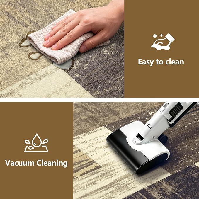 LOKHOM Anti Fatigue Kitchen Mats for Floor, 24x59 Non Slip Modern Cushioned Standing Comfort Kitchen Runner Rug, Waterproof Geometric Patchwork Memory Foam Padded for Sink Laundry Office, Chocolate