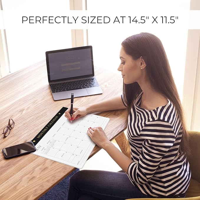 Aesthetic 2026-2027 Desk Calendar - Runs From January 2026 Until July 2027 - Minimalistic Office Desktop/Wall Calendar 14.5"x11.5" for Easy Organizing