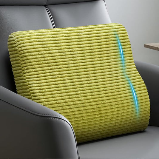 Lumbar Support Pillow for Recliner Chair/Accent Chair/Couch, Large Memory Foam Back Support Cushion for Elderly, Ergonomic Backrest Pillow for Back Rest, Pain Relief, Reading, Washable Cover, Green