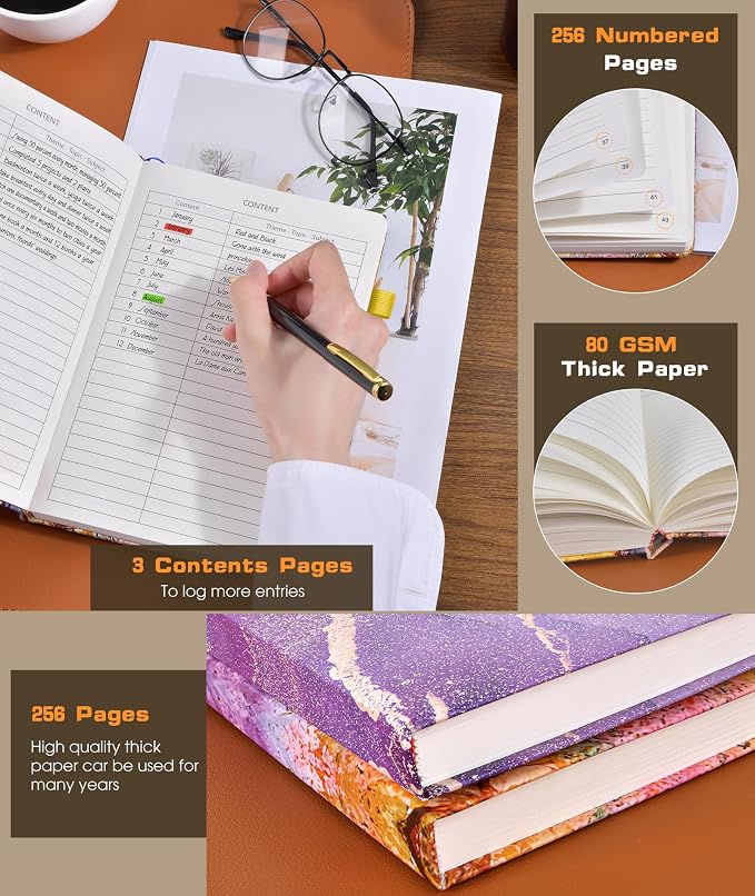 dilitego Lined Journal Notebook for Women Men, 256 Numbered Pages Hardcover Notebooks for Work, A5 Journaling Notebooks, College Ruled Journals for Writing Business School 5.75" x 8.38" Autumn Tree