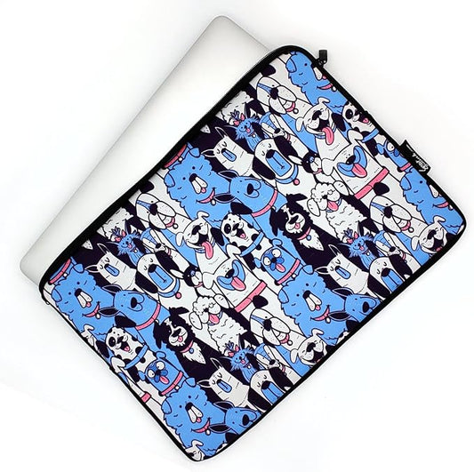 13-15 Inch Blue Dogs Print Laptop Sleeve Case/Water-Resistant Neoprene Notebook Computer Pocket Tablet Briefcase Carrying Bag/Pouch Skin Cover for HP/Dell/Lenovo/Asus/Acer/Apple