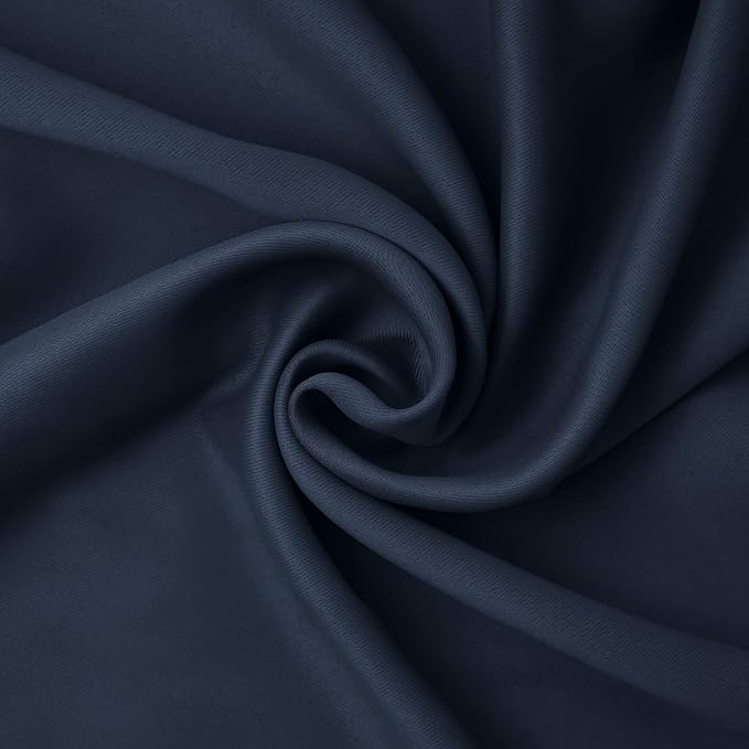 Sun Zero Nordic 2-pack Theater Grade Extreme 100% Blackout Grommet Curtain Panel Pair, 52" x 108", Navy Blue