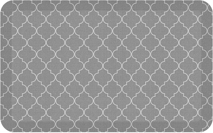 NewLife by GelPro Anti-Fatigue Designer Comfort Kitchen Floor Mat, 20x32”, Trellis Grey Resistant Surface with 3/4” Thick Ergo-Foam Core for Health and Wellness
