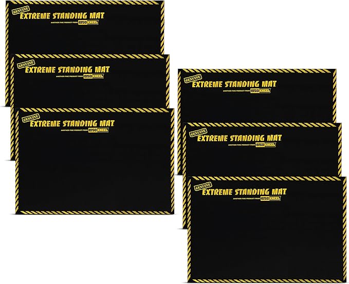 2’ x 3’ Black 1” Thick 6PK | Anti Fatigue Mats for Standing | 6 Pack of Industrial Antifatigue Mat with Safety Stripes | Anti Fatigue Mat for Work & Workplace