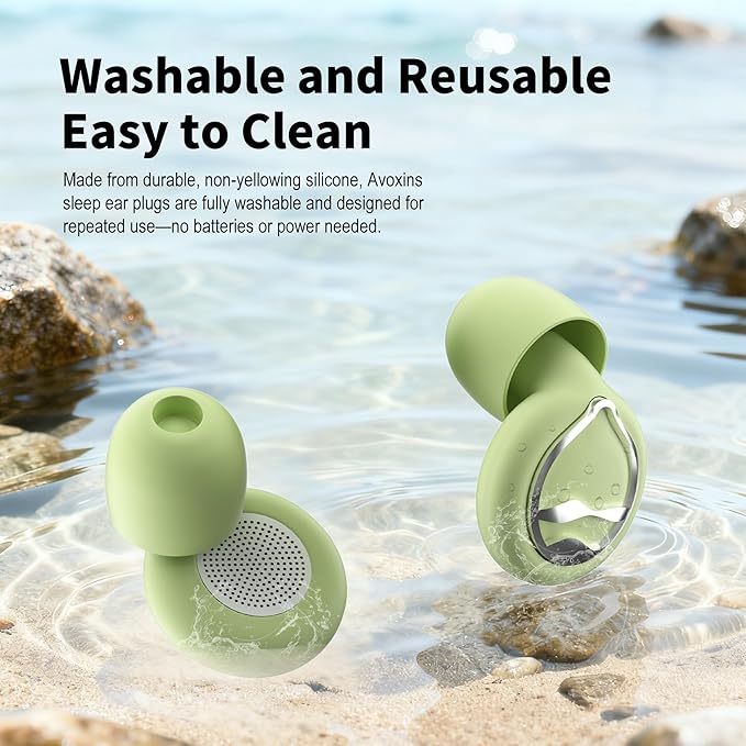 Ear Plugs for Sleeping Ultra-Soft Silicone Earplugs for Noise Cancelling Concerts Reusable Noise Reduction Earbuds for Travel Focus Work 33dB Hearing Protection with 9 Ear Tips & Case (Green)