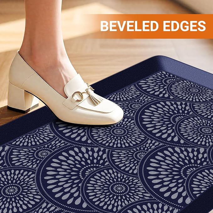 Mattitude 4/5 Inch Kitchen Mat, 17.3x28in Heavy Duty Ergonomic Comfort Foam Standing Desk Mat, Waterproof Non-Slip Standing Mats and Rugs for Kitchen, Office, Blue