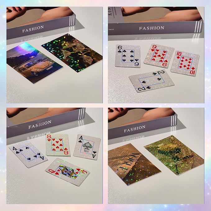 36 Sheets Holographic Laminating Sheets, 8.5x11 Inch Clear Holographic Sticker Paper with Self-Adhesive Waterproof Vinyl Overlay, 6 Patterns Transparent Laminate Film for DIY Stickers, Photos, Crafts