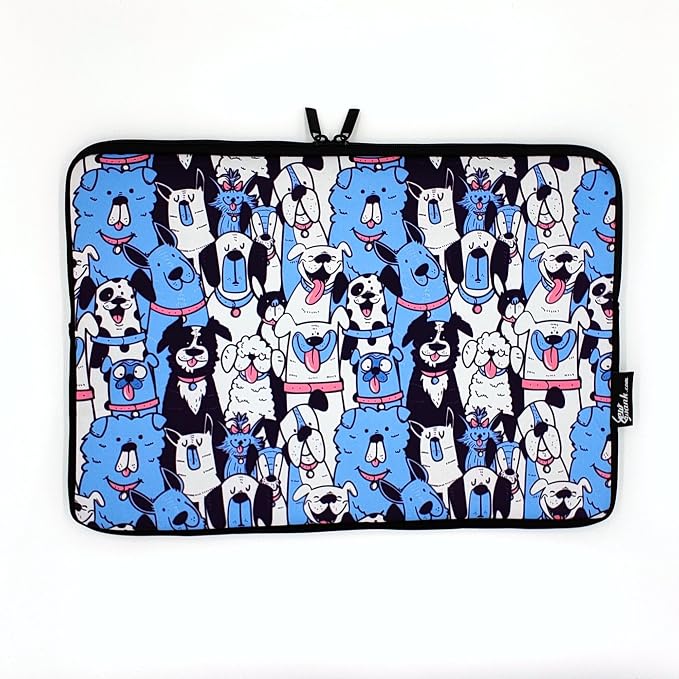13-15 Inch Blue Dogs Print Laptop Sleeve Case/Water-Resistant Neoprene Notebook Computer Pocket Tablet Briefcase Carrying Bag/Pouch Skin Cover for HP/Dell/Lenovo/Asus/Acer/Apple