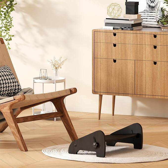 Adjustable Under Desk Footrest-Bamboo 4-Position Ergonomic Office Foot Stool with Large Non-Slip Surface, Improves Posture for Home,Office & Computer Desk Use (Black)