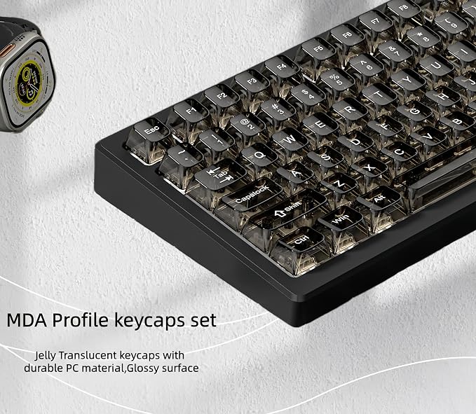 dagaladoo Clear keycaps,Transparent Keyboard keycaps,Jelly Key caps Set,Shine Through keycap，MDA Profile Keyboard caps for Mx Switches Mechanical Keyboard(Black)