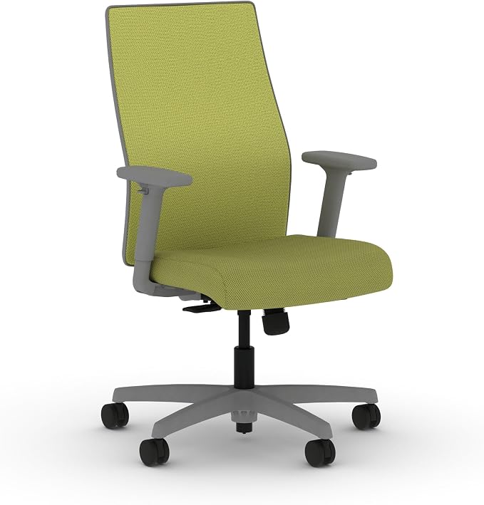 HON Ignition 2.0 Mid‑Back Ergonomic Office Chair, Mesh Task Desk Chair with Lumbar Support, Standard Synchro‑Tilt, Height and Width Adjustable Arms, Titanium Frame, Pear