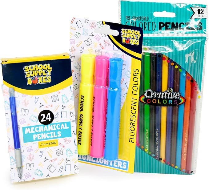 School Supply Boxes | 17" Clear Backpack Bundle for Middle School | Back to School Bookbag with Supplies | Pencil Pouch, Notebooks, Filler Paper, Folders, Mechanical Pencils & More