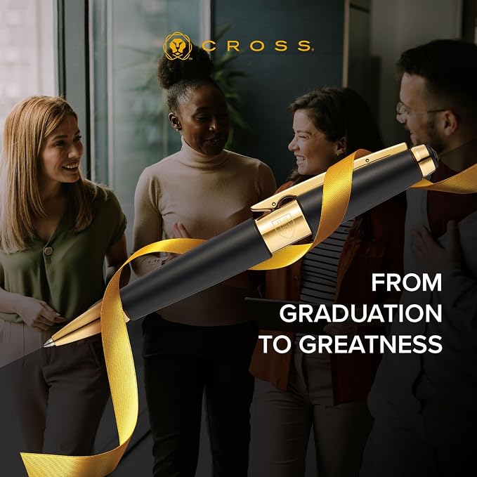Cross Edge Matte Black Lacquer with Gold PVD Appointments Selectip Rollerball Pen, Black Ink - Elegant Accessory for Smooth Writing - Capless Slide-Open & Snap-Shut Design - Comfortable Grip