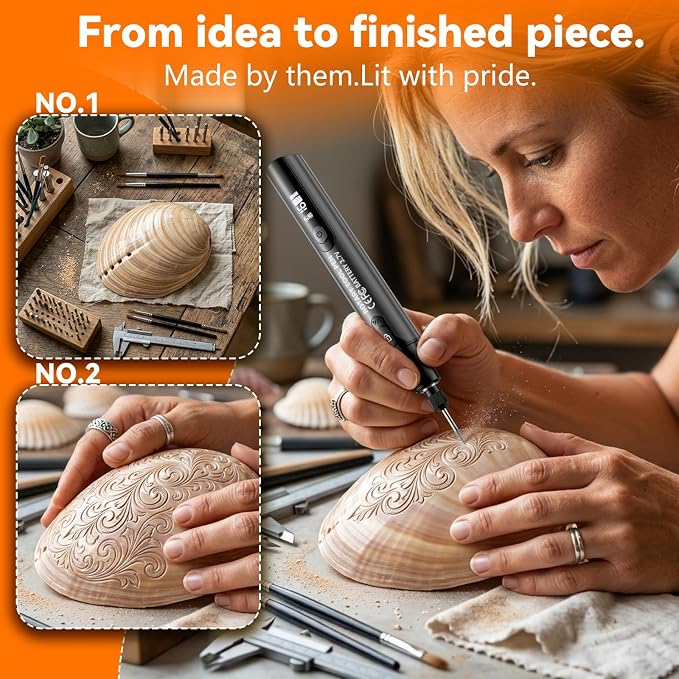 Portable Cordless Engraving Pen for Artists & DIYers Beginner Friendly 6-Speed Adjustable Rechargeable Engraving Pen Tool for Bead, Metal, Wood, Glass and Plastic(Gray)