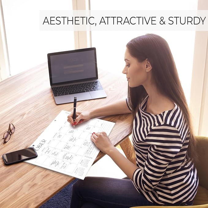Aesthetic 2026-2027 Desk Calendar - Runs From June 2026 Until December 2027 - Large Minimalistic Office Desktop/Wall Calendar 16"x12" for Easy Organizing