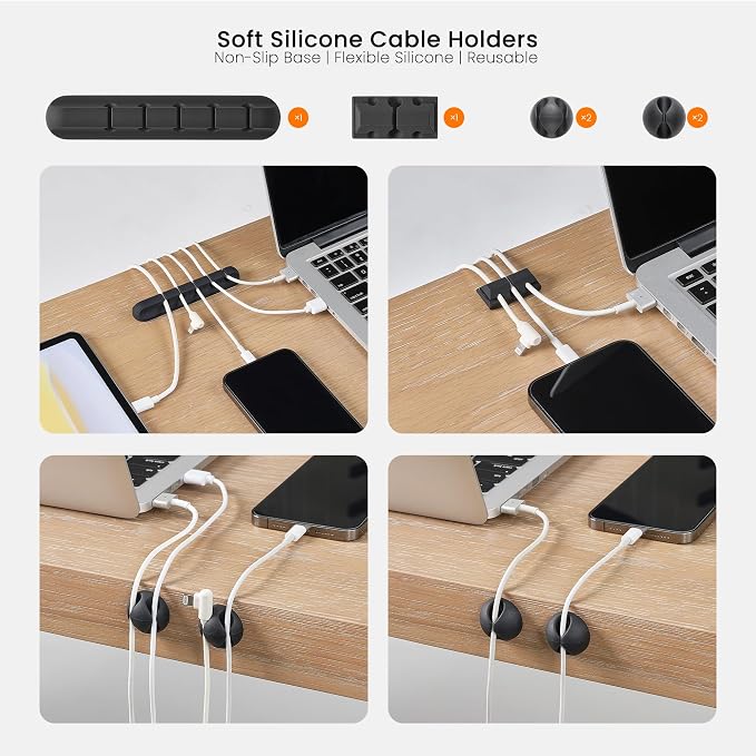 EUREKA ERGONOMIC 316PCS Under Desk Metal Cable Kit, Black | Cable management kit with metal cable tray, 6 cable holders, 4 sleeves, 60 clips, 2 tie rolls, 100 zip ties for organized