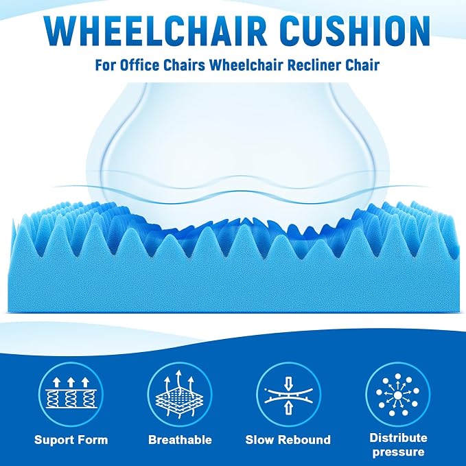 Geiserailie 1 Pcs Egg Foam Pad Eggs Chair Cushion to Relieve Back Foam Seat Cushion Chair Accessories Pad for Office Recliner Wheelchair Home Car (18 x 16 x 4 Inches Egg-Shaped,Blue)