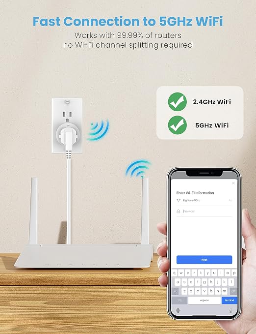 EIGHTREE Smart Plug 5GHz& 2.4GHz, 15A WiFi Smart Outlet Compatible with Alexa & Google Home, Smart Home WiFi Plug with Remote Control, Timer Outlet with Schedule, 4 Packs