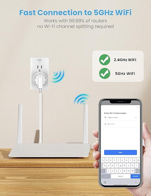 Eightree Smart Plug for 5GHz & 2.4GHz, Smart Outlet WiFi Socket with APP Remote Control, Compatible with Alexa, 2 Pack