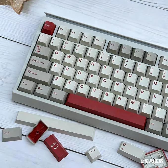 163 Double Shot Keycaps Cherry Profile Retro 9009 Keycaps Set Fit for 61/64/87/104/108 Cherry Mx Switches ANSI/ISO Mechanical Keyboard
