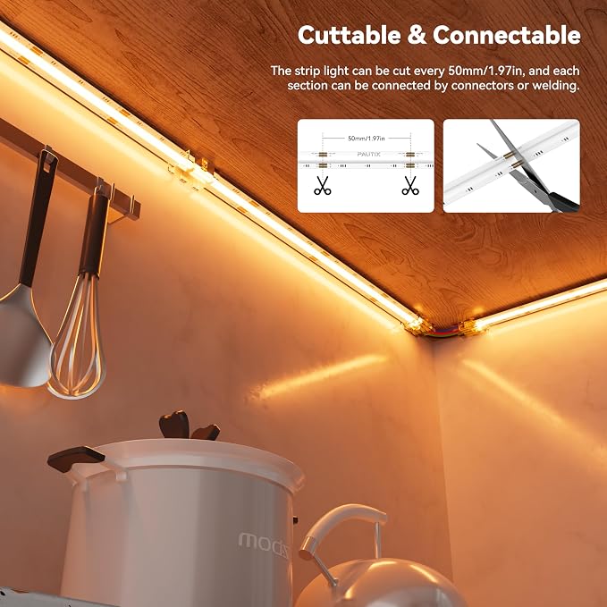 PAUTIX RGB COB LED Strip Light 32.8ft/10m,UL Listed 24V Color Changing Light Strips with 840LEDs/m Multicolor Flexible Tape Lights for TV,Room,Bedroom,Party DIY Decoration(Power Supply Not Included)