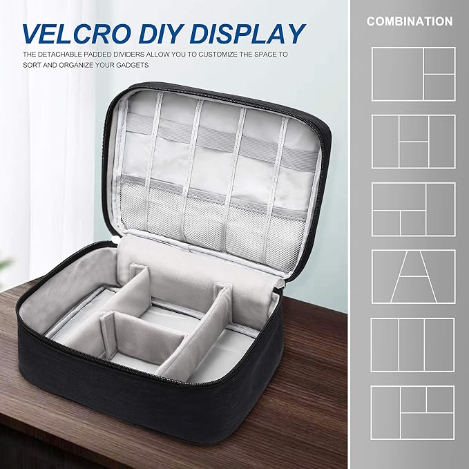 SELLYFELLY Electronics Organizer Travel Universal Cable Organizer Bag Waterproof Electronics Accessories Storage Cases for Cable, Charger, Phone, USB, SD Card, Hard Drives, Power Bank, Cords