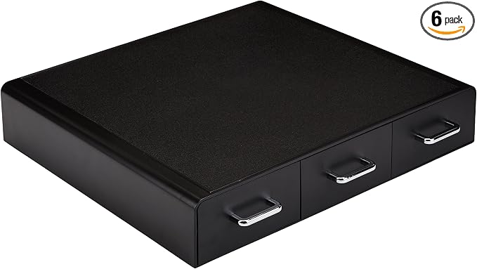 Amazon Basics K-Cup Compatible Coffee Pod Storage Drawer, 3 Easy-Open Drawers, 36 Pod Capacity, Black (Pack of 6)