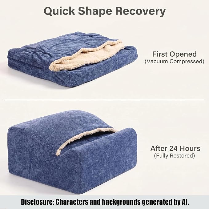 Foot Rest for Under Desk at Work, Office Footrest with Warm Feet Pocket,Ergonomic Under Desk Footrest with Washable Cover, Stool for Office Chair & Back &Pain Relief(Blue+)