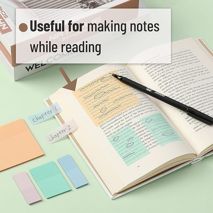 Mr. Pen Transparent Sticky Notes - 200 pcs, Pastel Colors, See Through, Bible & Book Annotation, Stocky Notes for Bible Journaling