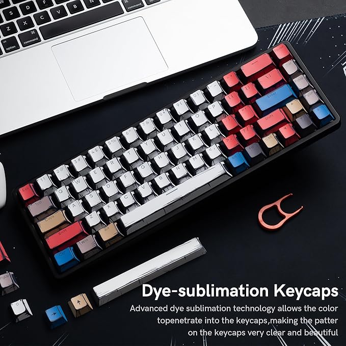 Retro Anime PBT Keycaps-Cherry Keycaps, Custom Keyboard Key caps 60 65 75 100 Percent, 5 Side Dye Sublimation 128 Keys Set for Cherry Gateron MX Switches Keyboards, White (Shine Through Manga)