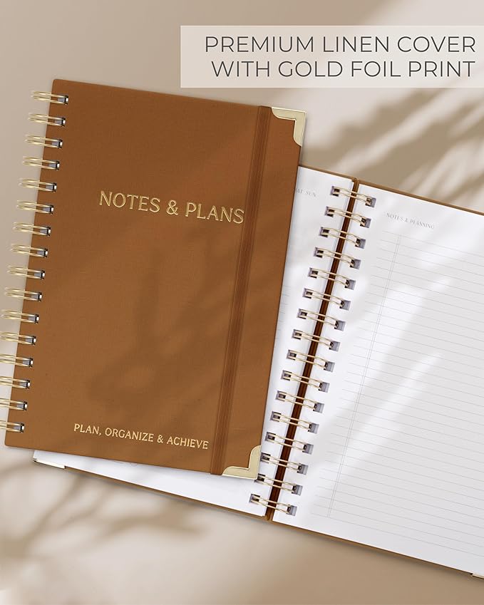 ZICOTO Aesthetic Daily Planner And Notebook With Hourly Schedule - Aesthetic Spiral To do List Notepad For Work/Home to Organize Tasks And Appointments - Stylish School/Office Supplies Book For Women