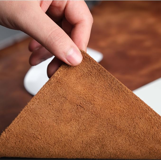 Jersey Genuine Calfskin Leather Desk Pad, Office Desk Mat with Non-Slip Bottom, Smooth Surface for Mouse & Keyboard, Desk Protector (36x19 inches) (Antic Tan)