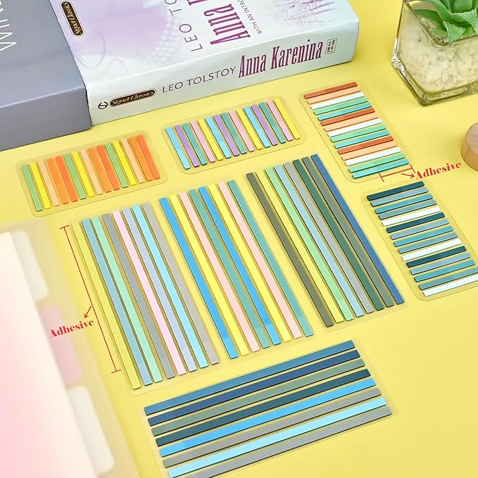 Temiary 1840 Sheets Transparent Highlighter Tape Removable, Highlighting Strips Page Markers Index Tabs, Aesthetic Sticky Notes for Office School Supplies (Long & Short Highlighter Tape)