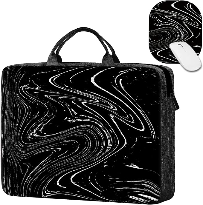 Laptop Sleeve Case 15 inch Plus Cute Mousepad, Black White Dirty Retro Slim Carrying Case Durable Handbag Protective Travel Laptop Bag for 13-15 inch Tablet,Laptop, Ultrabook Notebook