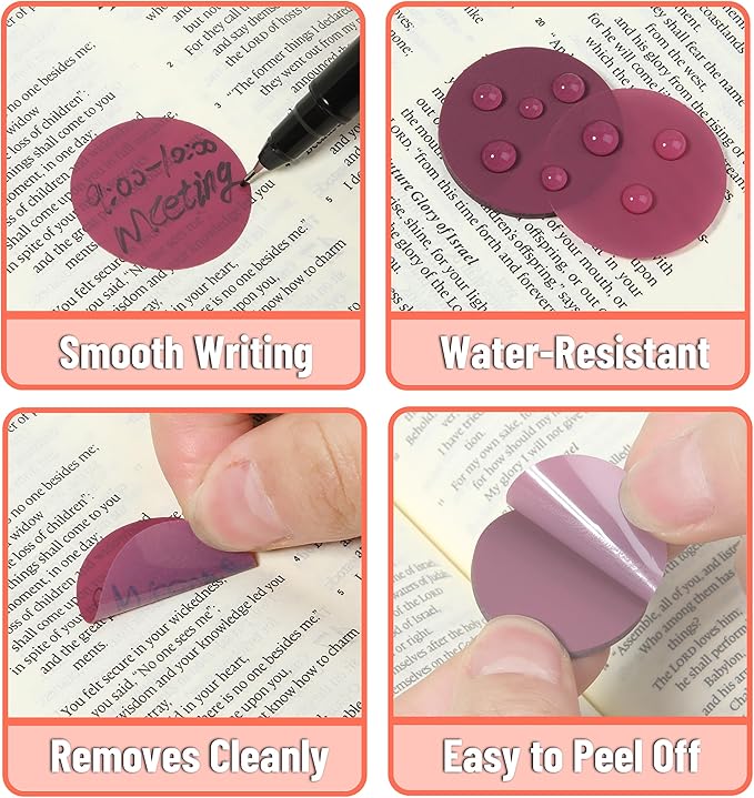 Mr. Pen- Transparent Sticky Note Set, 560Sheets, Colorful, Round Transparent Sticky Notes Set, Stocky Notes for Bible Journaling
